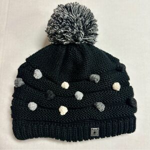 Smartwool Merino Wool Blend Pom Pom Beanie Black with Polka Dots